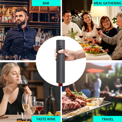Electric Wine Bottle Opener Set Automatic Corkscrew with Aerator Pourer and Foil Cutter for Kitchen Bar Party Gifts Battery